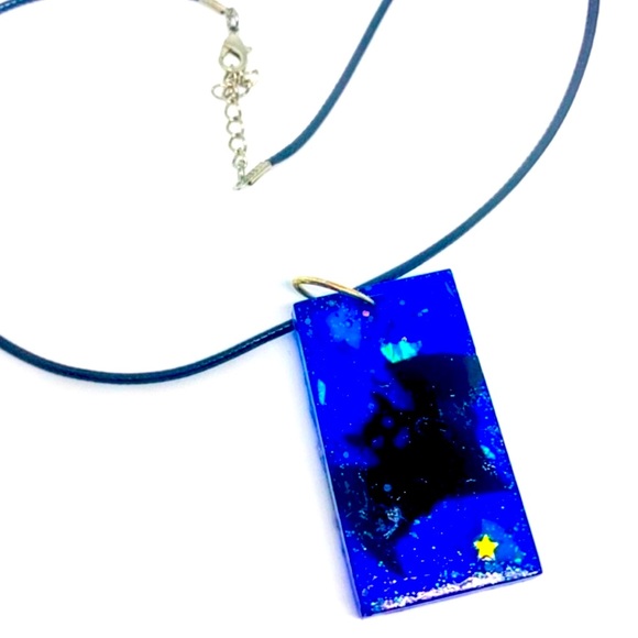 Artisan Jewelry - New Handmade Glow In The Dark Blue & Black Bat Necklace Great For Halloween